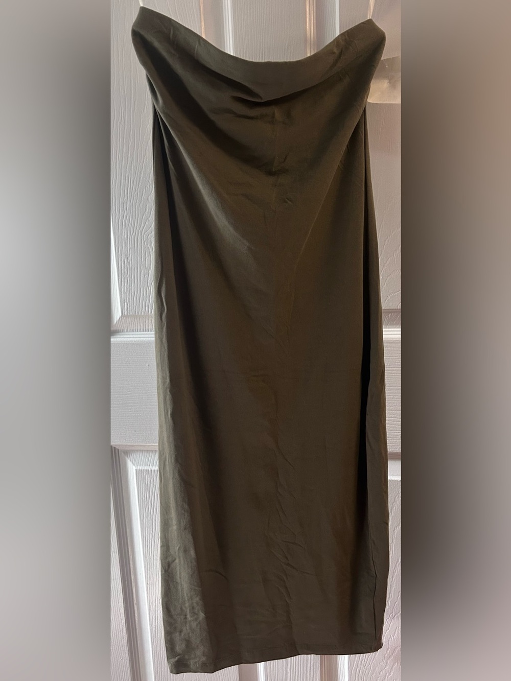 Retrod Olive Green Strapless Maxi Dress